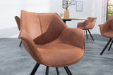 Swivel chair THE DUTCH RETRO rotatable 180° antique brown black legs