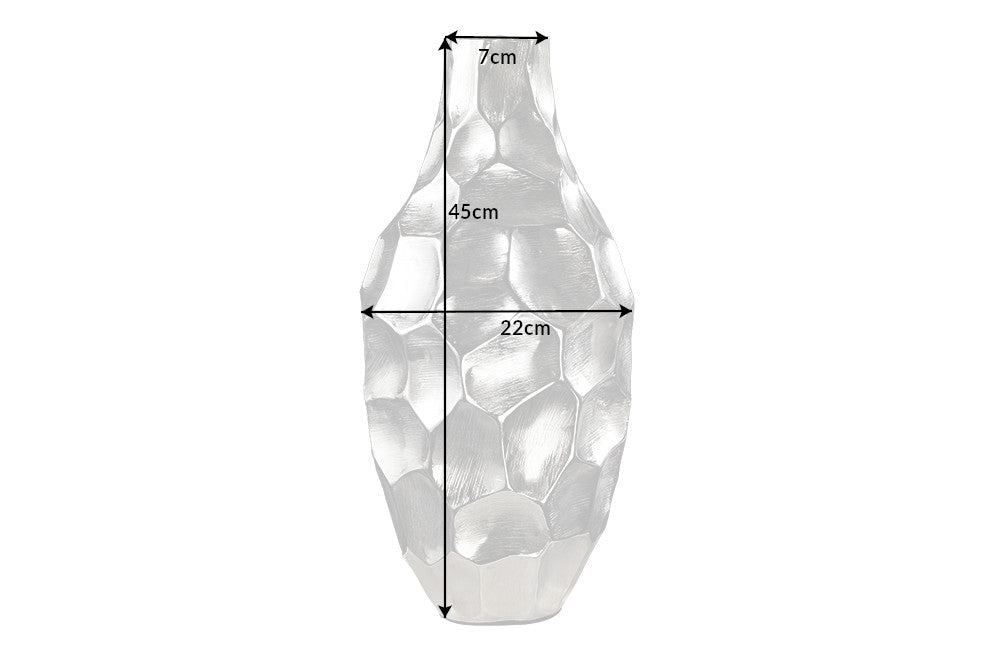 Vase ORGANIC ORIENT 45cm mit Hammerschlageffekt silber