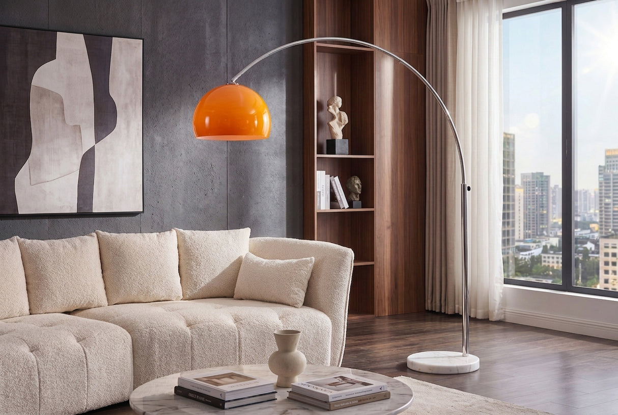 Floor lamp BIG BOW 175-205cm orange w/ marble base