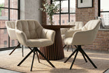 Drehsessel PAPILLON drehbar 180° m. Armlehnen Leder beige