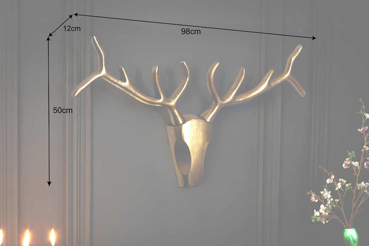 Hirschgeweih VEADO 90cm Aluminium gold