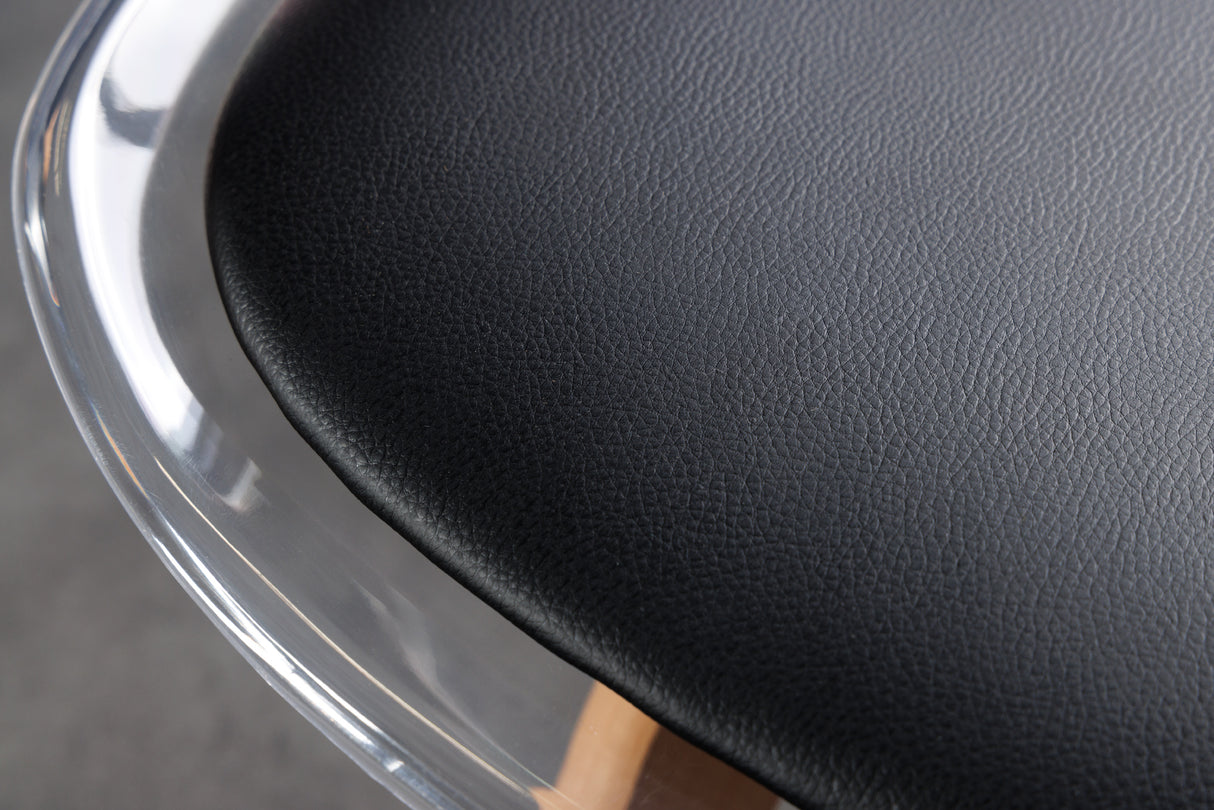 Chair SCANDINAVIA MEISTERSTÜCK beech wood legs transparent black artificial leather