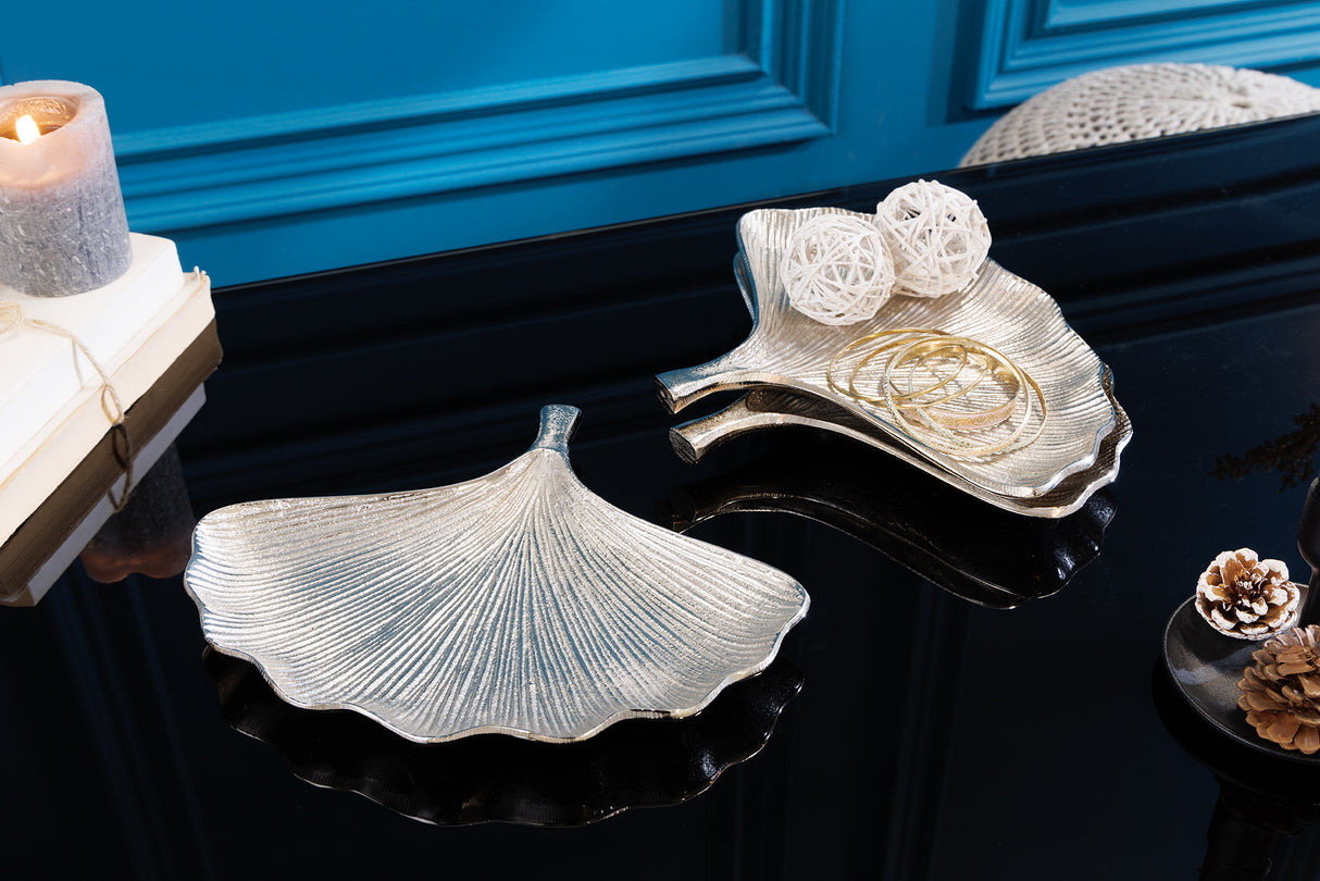 Decoration bowls GINKGO set of 3 silver