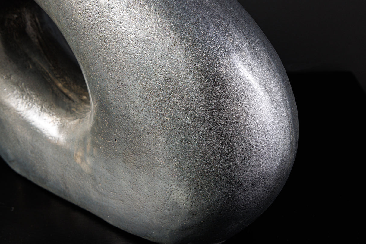 Vase RING 40cm metal dark grey handmade
