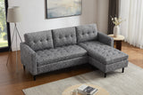 Ecksofa STOCKHOLM 220cm 3-Sitzer Federkern Strukturstoff grau