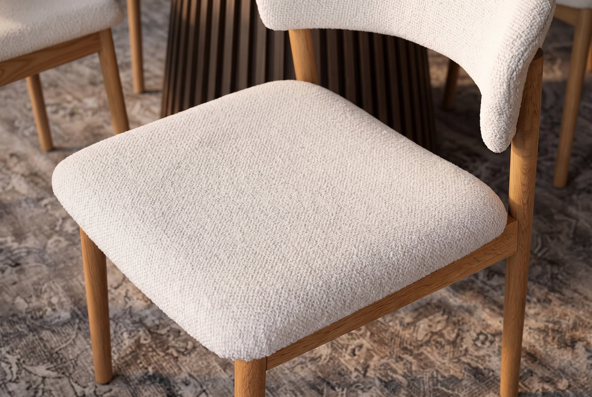 Chair VALHALLA WOOD textured fabric creamy and oak wood natural