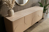 Sideboard SAVOY 180 cm 3D Natur mit Travertin-Marmor-Keramikplatte