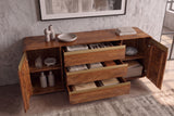 Sideboard MONZA 180cm fluted front rounded edges mango wood brown w/ gold details