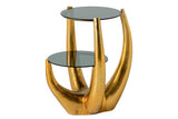 Side table LEVELS 50cm frame gold tempered glass top black