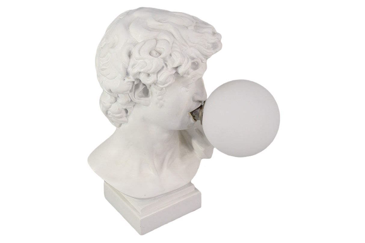 Table lamp DAVID 30cm bust w/ lamp globe white