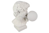 Table lamp DAVID 30cm bust w/ lamp globe white