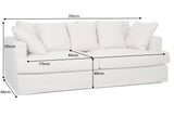 Sofa HEAVEN 210cm 3-Sitzer Federkern abnehmbarer Bezug Leinen natur