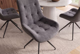 Chair DIVANI retro style artificial leather microfibre light grey black