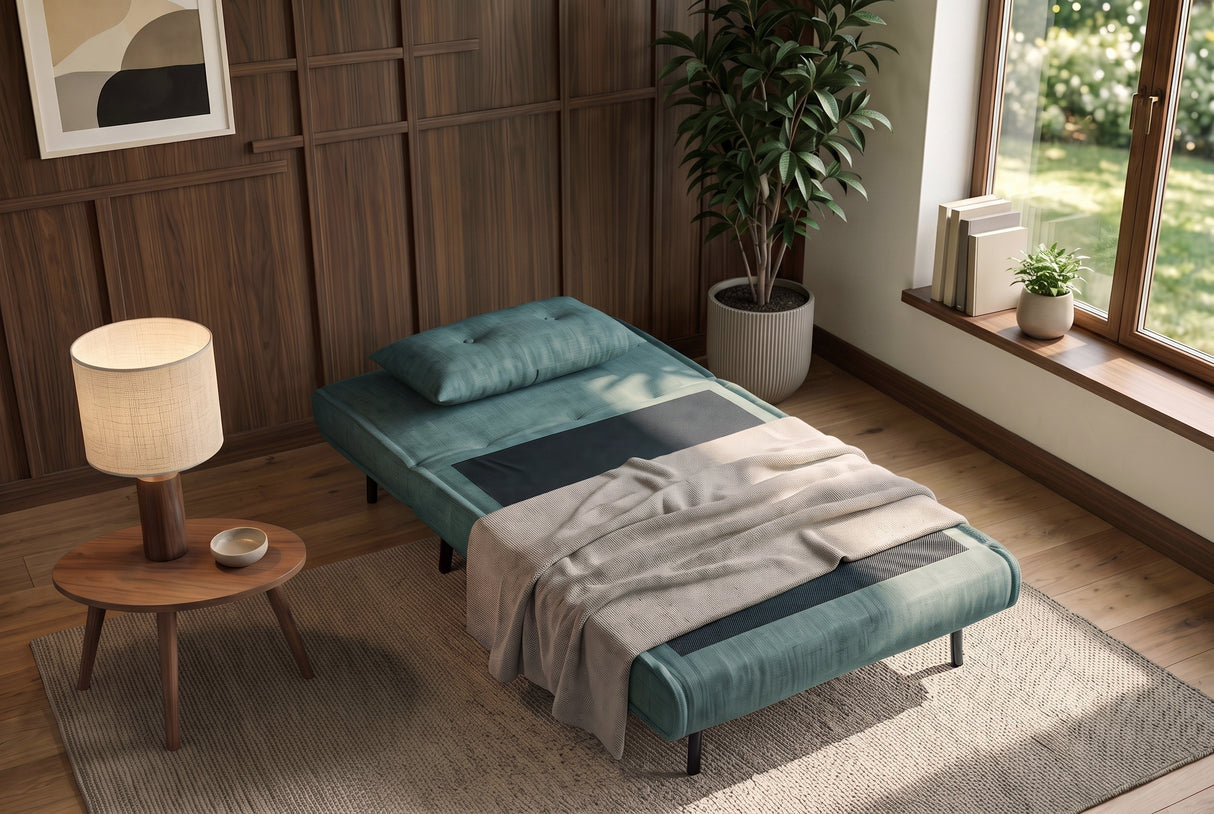 Sleeping chair SMART MULTIFUNCTION 100cm velvet petrol