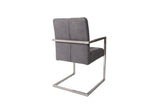 Cantilever chair BIG ASTON with armrests and brushed stainless steel legs microfibre vintage grey