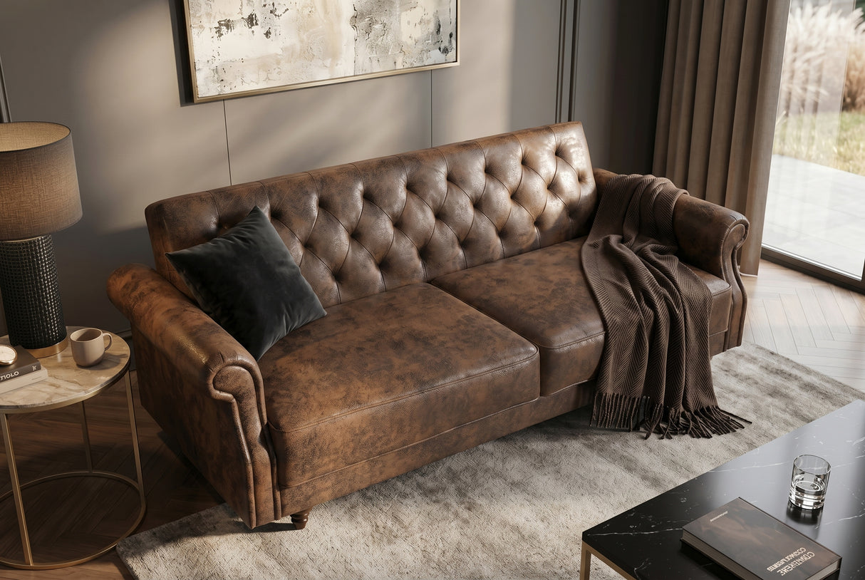 Sofa bed MAISON BELLE AFFAIRE 220cm microfibre antique brown