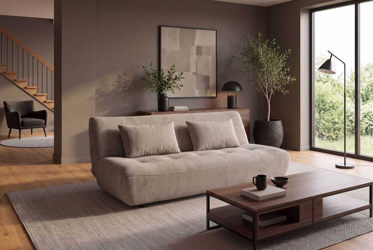 Schlafsofa ELYPSE 200cm 3-Sitzer Chenille Greige
