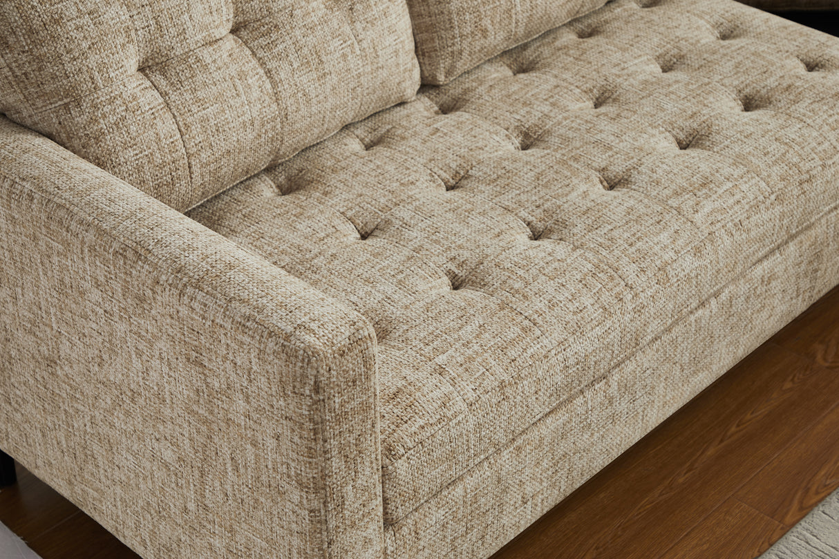 Ecksofa STOCKHOLM 220cm 3-Sitzer Federkern Strukturstoff beige
