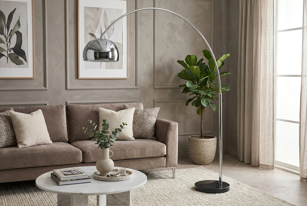Floor lamp BIG BOW 170-210cm chrome w/ marble base