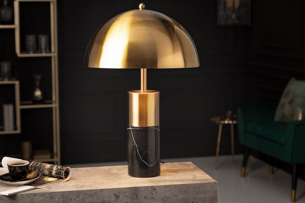 Table lamp BURLESQUE marble base black golden shade