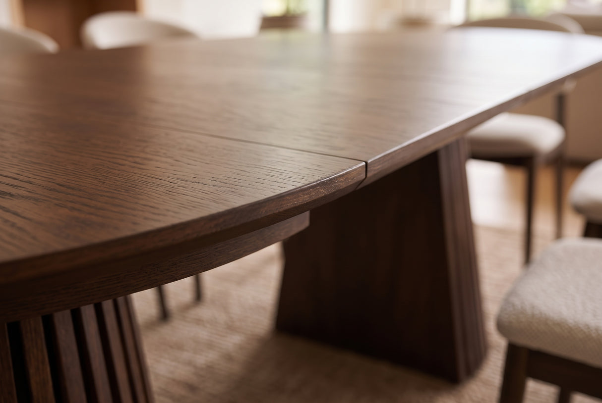 Esstisch VALHALLA WOOD rund 120-160-200 cm ausziehbar Eiche dunkel