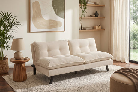 Sofa bed COCOONING 190cm 3-seater cord beige