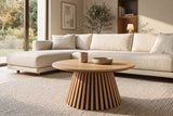 Coffee table VALHALLA WOOD Ø 70cm round oak wood veneered natural