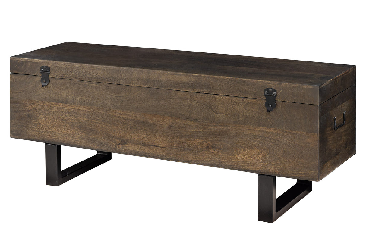Sitzbank Truhe FACTORY LOFT 115cm Mangoholz taupe braun