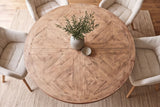 Esstisch HAMPTONS 120cm rund recyceltes Kiefernholz hellbraun cremefarben