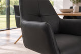 Swivel chair ALMARA 360° auto-return w/ armrests pocket spring core leather black