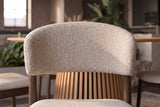 Chair VALHALLA WOOD textured fabric beige and oak wood brown