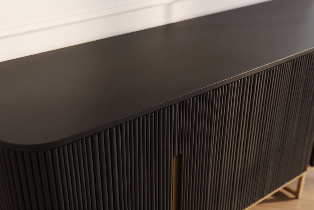 Sideboard GATSBY 160cm retro style mango wood black gold