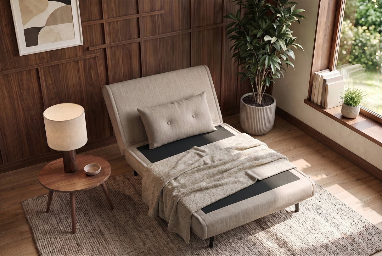 Sleeping chair SMART MULTIFUNCTION 100cm velvet champagne