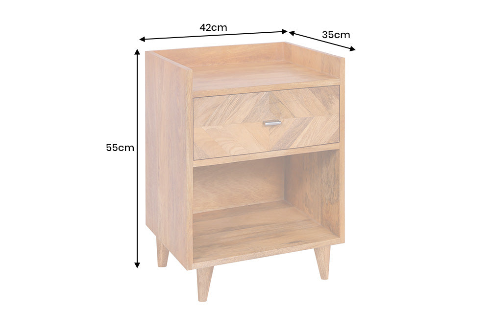 Bedside table INFINITY 55cm mango natural brown