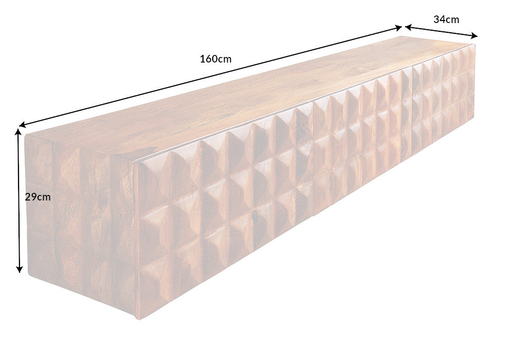 TV-Board VULCANO 160cm hängend Mangoholz