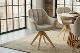 Swivel chair PAPILLON rotatable 180° w/ armrests velvet beige oak