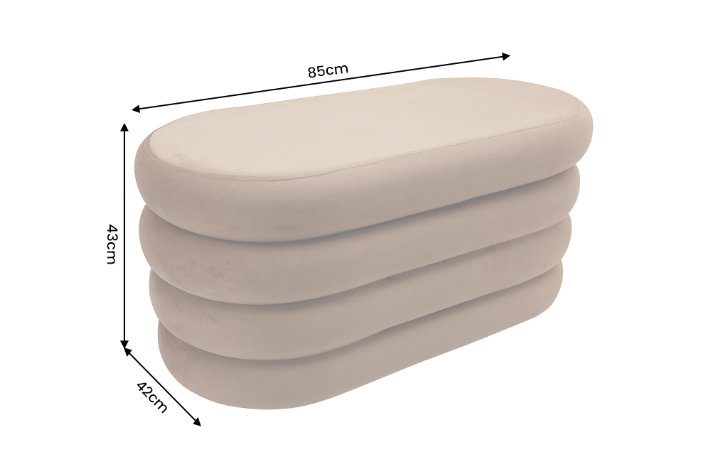 Polsterbank VOGUE 85cm oval mit Stauraum Samt Champagner