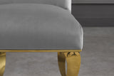 Stuhl MODERN BAROCK, samtgrau mit goldfarbenen Edelstahlbeinen