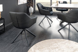 Swivel chair PAPILLON rotatable 180° with armrests leather black