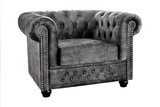 Armchair CHESTERFIELD velvet antique look grey