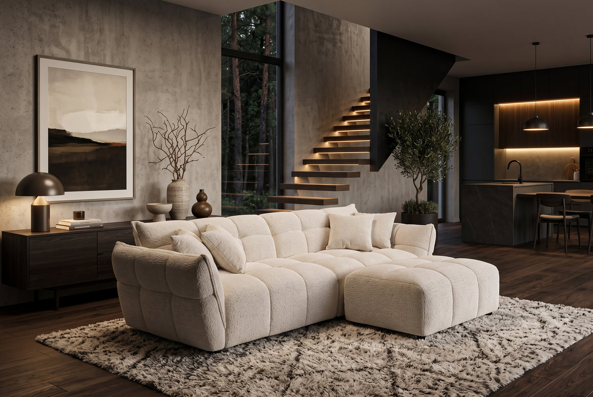 Sofa CLOUD 260cm 3-seater XXL bouclé tweed beige