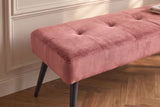 Bench BOUTIQUE 100cm button tufted look velvet dusky pink w/ black metal legs