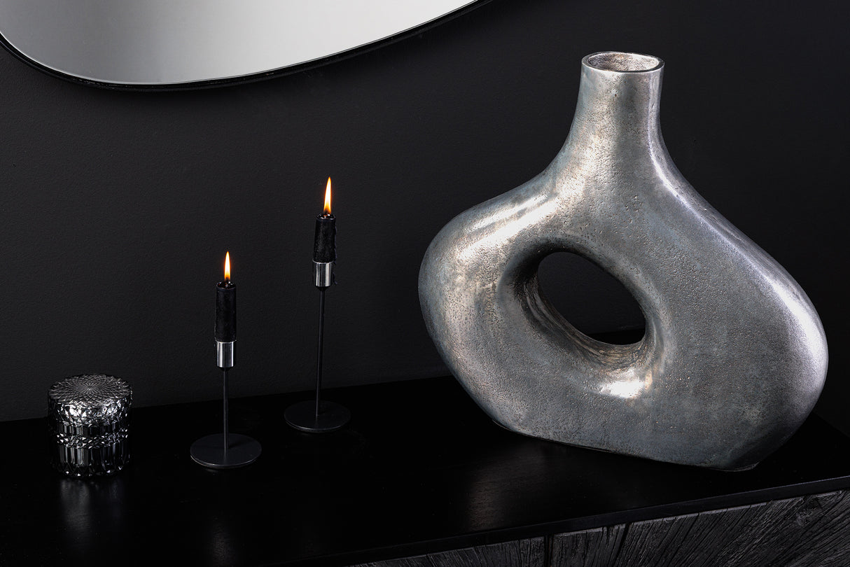 Vase RING 40cm metal dark grey handmade