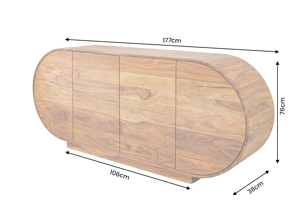 Sideboard ORGANIKO 180cm oval sheesham wood brown