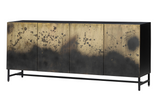 Sideboard OXID 180cm Metall schwarz gold massives Mangoholz