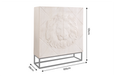 Highboard LION 120cm 3D lion front mango wood creamy w/ black metal frame