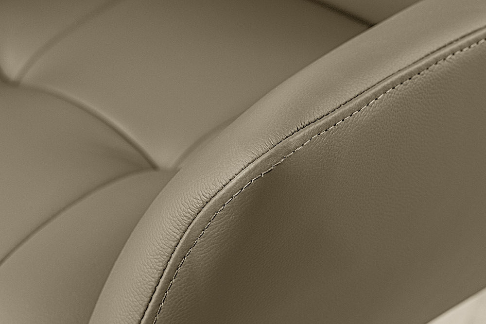 Swivel chair SIGNATURE 360° w/ armrests spring core leather taupe rotatable