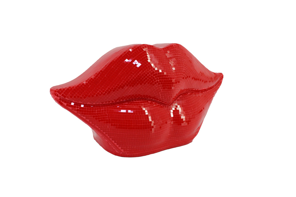 Deko DISCO LIPPEN 35cm Mosaik rot