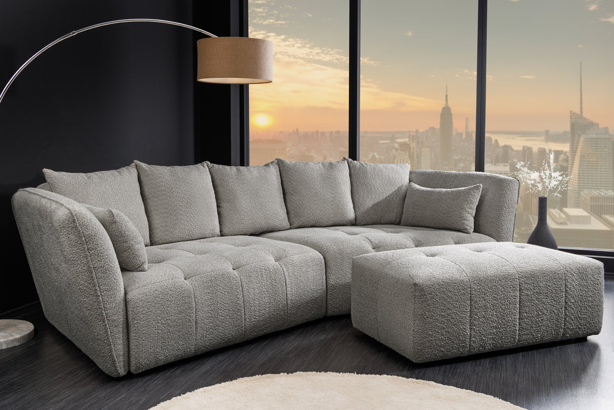 Sofa ROYAL 120cm Federkern Bouclé grau