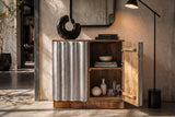 Sideboard ZALVERO 75cm Mangoholz Aluminiumfront naturfarben silber